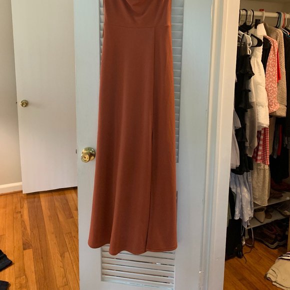 Birdy Grey Crepe Terracotta Ash Cowl Neck Dress - Picture 5 of 5